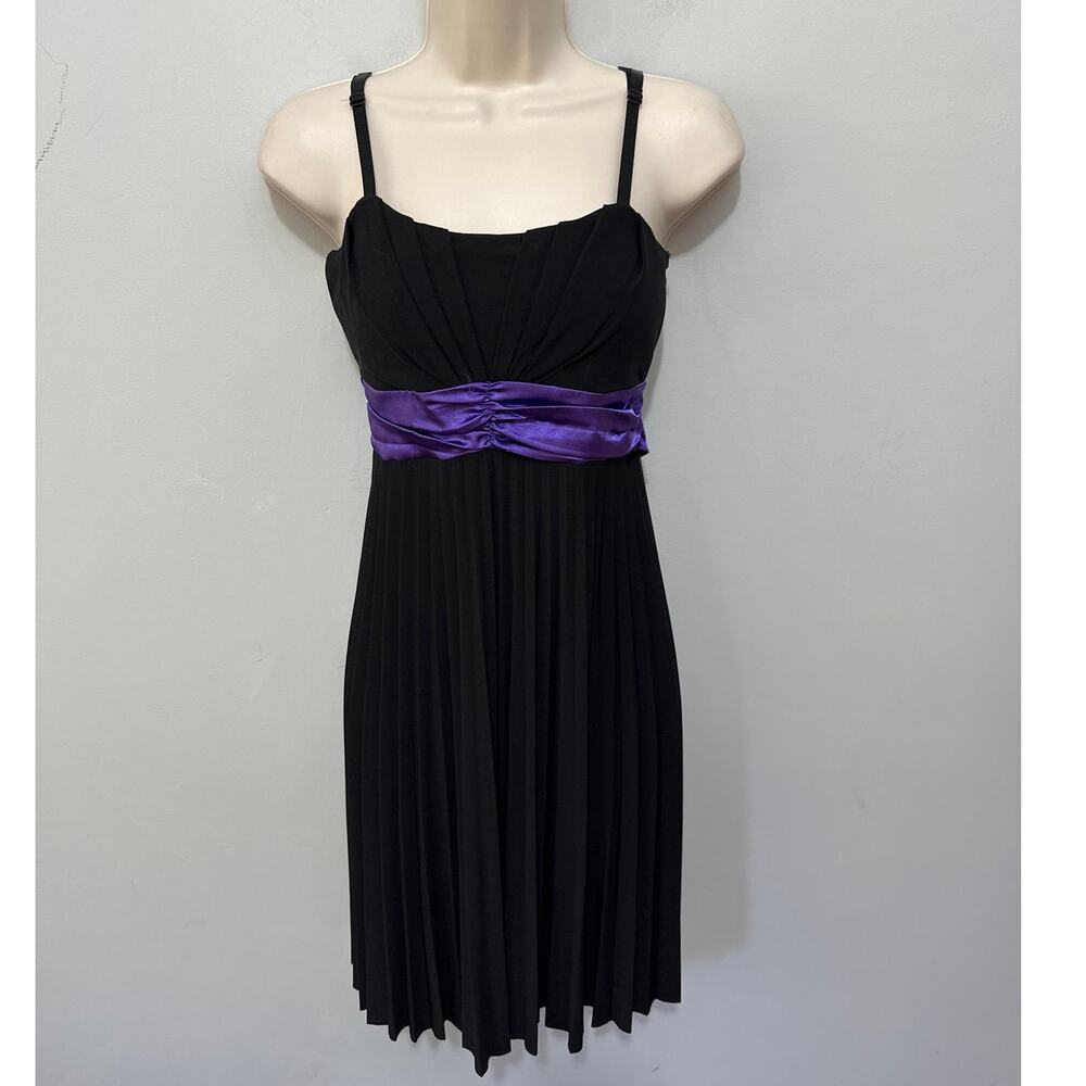 Vintage Taboo Dress Womens Medium Black Babydoll Pleated Strappy Y2K Coquette